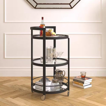 Hause Blackened Bronze Mirrored Bar Cart