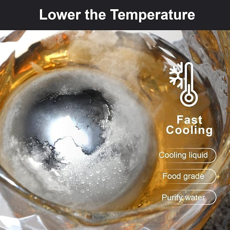 2Pack Stainless Steel Whiskey Ice Balls Reusable Beverage Chilling Stones | XL 55Mm round Metal Ice Balls, Reusable for Cocktail Whiskey, Birthday Gift for Men Husband