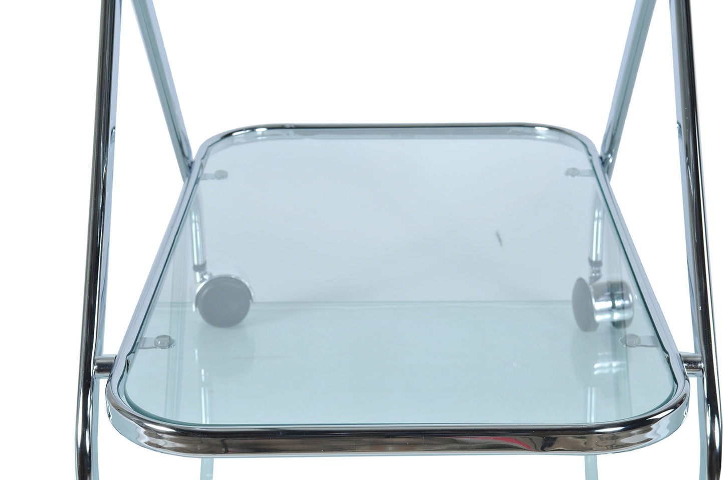 Short X-Shape Metal and Transparent Glass Bar Cart