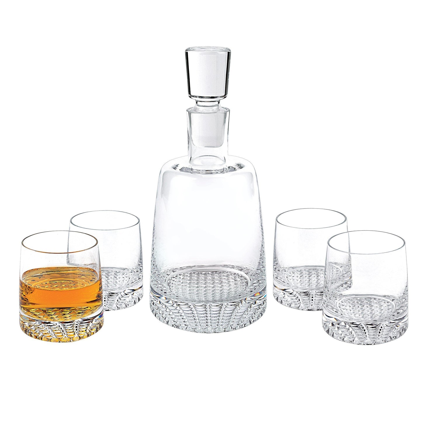 Mouth Blown European Crystal 5-Piece Whiskey Set – Elegant Decanter and Glassware Collection