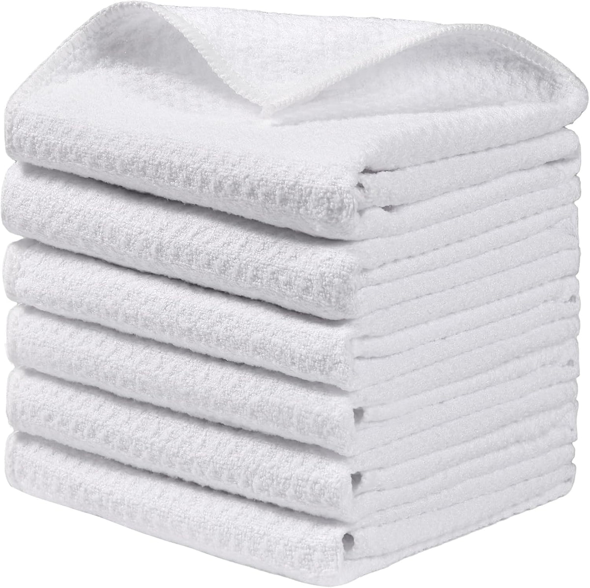Microfiber Cleaning Cloth, 6 Piece Set, Large, White