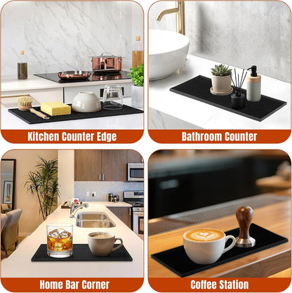 Bar Mat, 12"X6" Non-Slip PVC Mats for Home Coffee Bar Countertop
