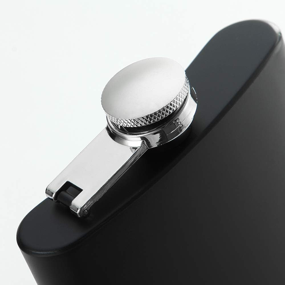 8 Oz Matte Black Pocket Liquor Whiskey Hip Flask with Funnel, Stainless Steel and Leak Proof