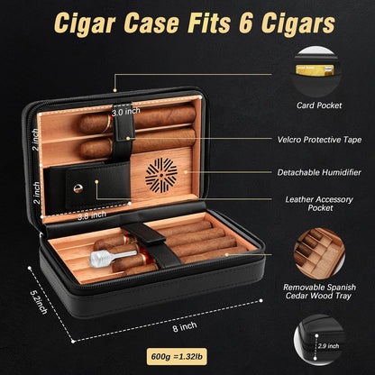 Travel Cigar Humidor and Cigar Ashtray Set