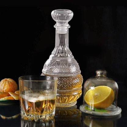 Liquor Decanter, Glass Spirits Decanter with Airtight Stopper, Whiskey Vodka Bourbon Decanter Bottle for Gift, Home, Bar, Party Decor, 34Oz/1000Ml Clear