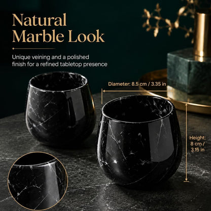Natural Marble Whiskey Tumbler Gift Set with 2 Cooling Stones and Clamps | Hand-Ground, Zero-Dilution Cooling Technology, the Preferred Choice for Holiday Gifts, Elegantly Designed Decorative Items