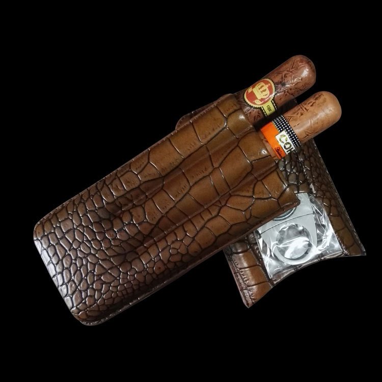 Premium Genuine Crocodile Skin Cigar Case – Luxury Leather Cigar Holder for Men