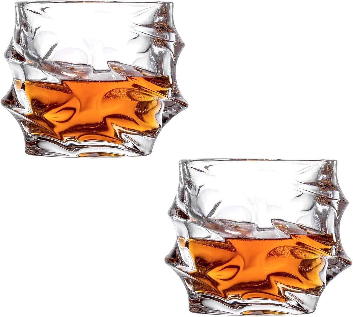 2-Piece Whiskey Glasses Set - High Ball Glasses for Bourbon, Scotch & Cocktails, Thick-Base Heavy Duty Drinking Glasses, Ideal Barware Gift for Men & Whiskey Lovers (Durable & Dishwasher Safe)