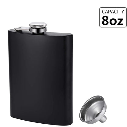 Matte Black Hip Flask for Liquor Stainless Steel Leak Proof with Funnel Flask Set Drinking Whiskey Flask KC0454