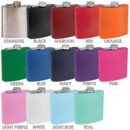 6 Oz Hip Flask W/Funnel, Matte Maroon