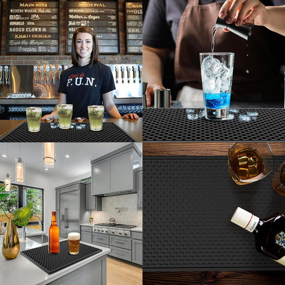 Silicone Bar Mat 2 Pack - 18 X 12 in Coffee Bar Mats for Countertop