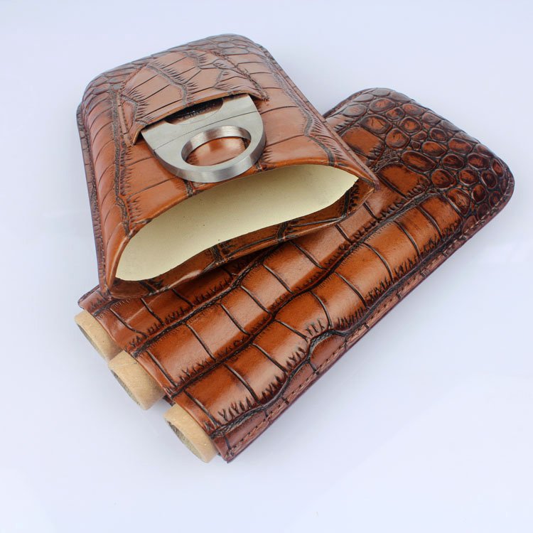 Premium Genuine Crocodile Skin Cigar Case – Luxury Leather Cigar Holder for Men