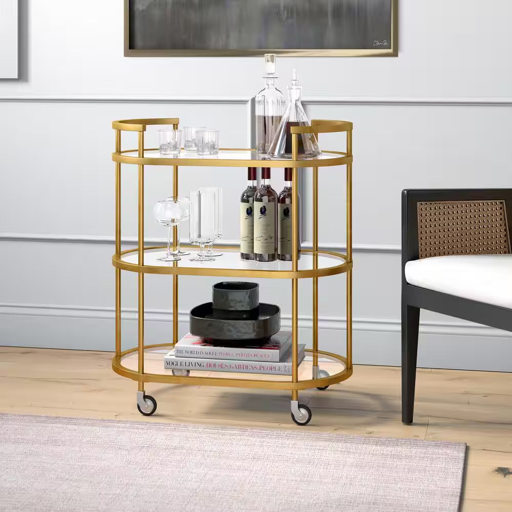 Leif Brass round Bar Cart