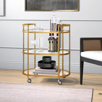 Leif Brass round Bar Cart