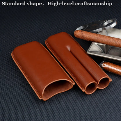 Pocket Size Cigar Case Leather Cigar Holder 20Mm Cigar Tube Mini Box for Cigar Brown Travel Humidor 5.8" Long Cigar Accessory
