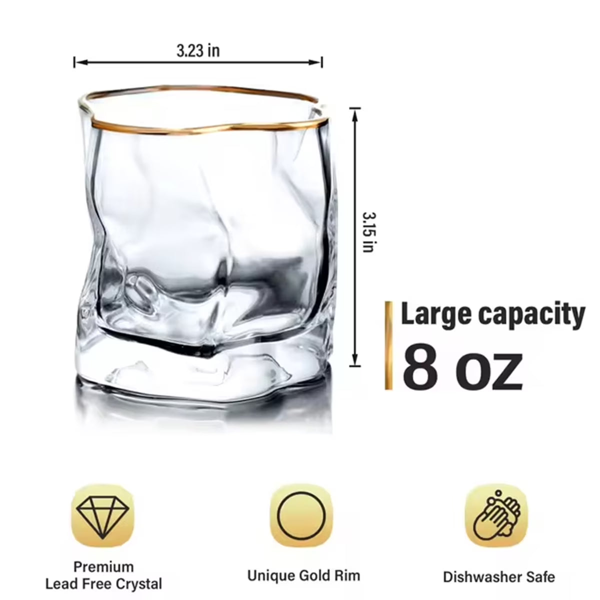 8Oz Crystal Whiskey Glasses Set of 2,Old Fashioned Cocktail Glasses for Men,Scotch,Cognac,Bourbon Drinkware
