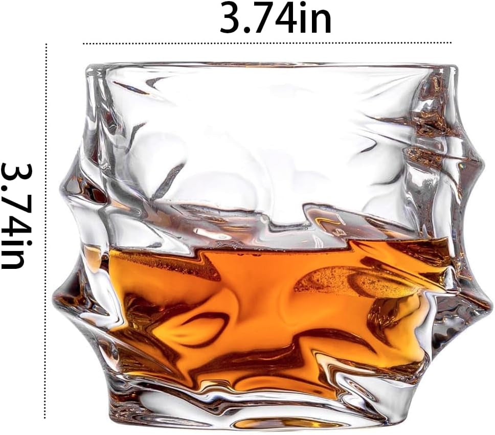2-Piece Whiskey Glasses Set - High Ball Glasses for Bourbon, Scotch & Cocktails, Thick-Base Heavy Duty Drinking Glasses, Ideal Barware Gift for Men & Whiskey Lovers (Durable & Dishwasher Safe)