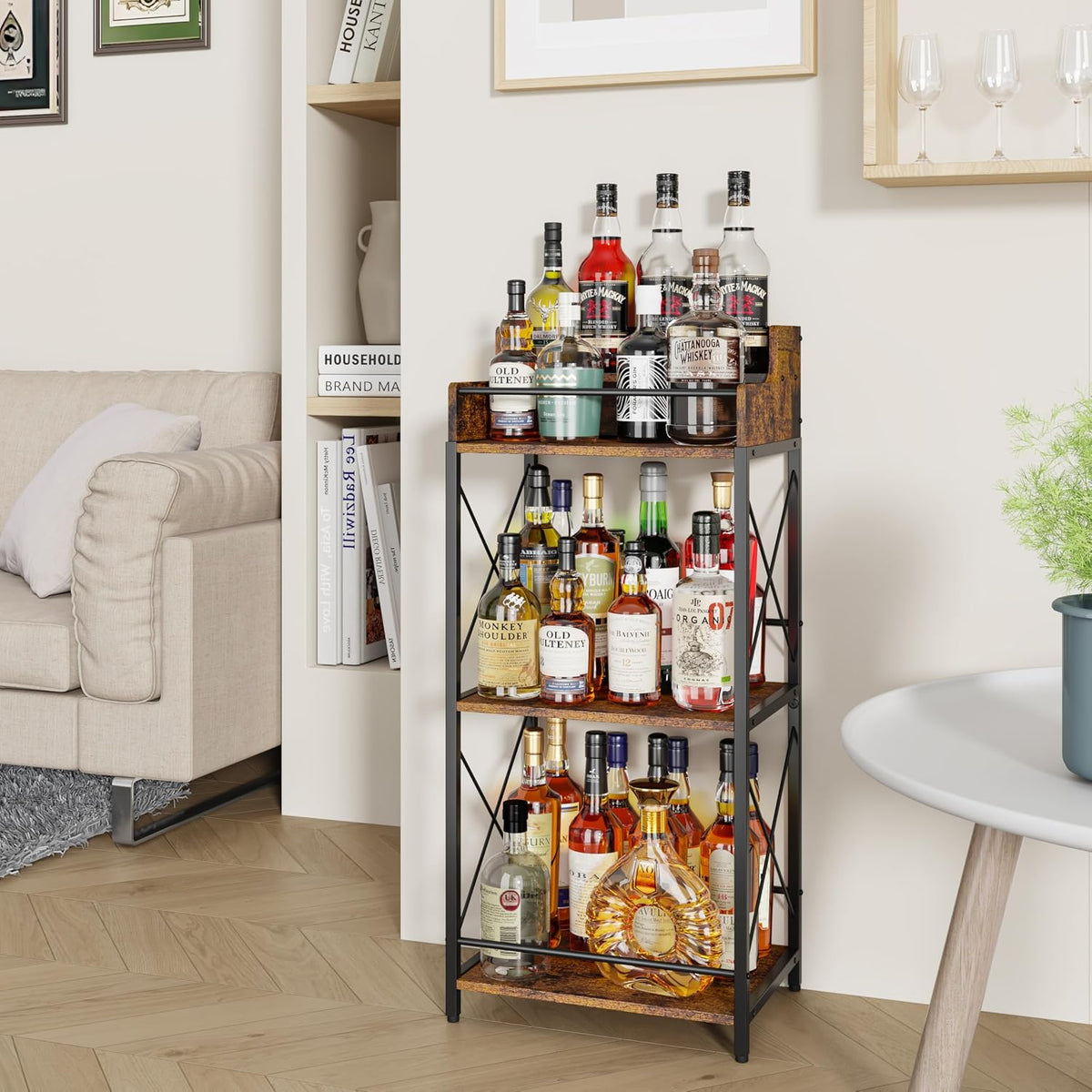 Liquor Bottle Display Shelf, Brown