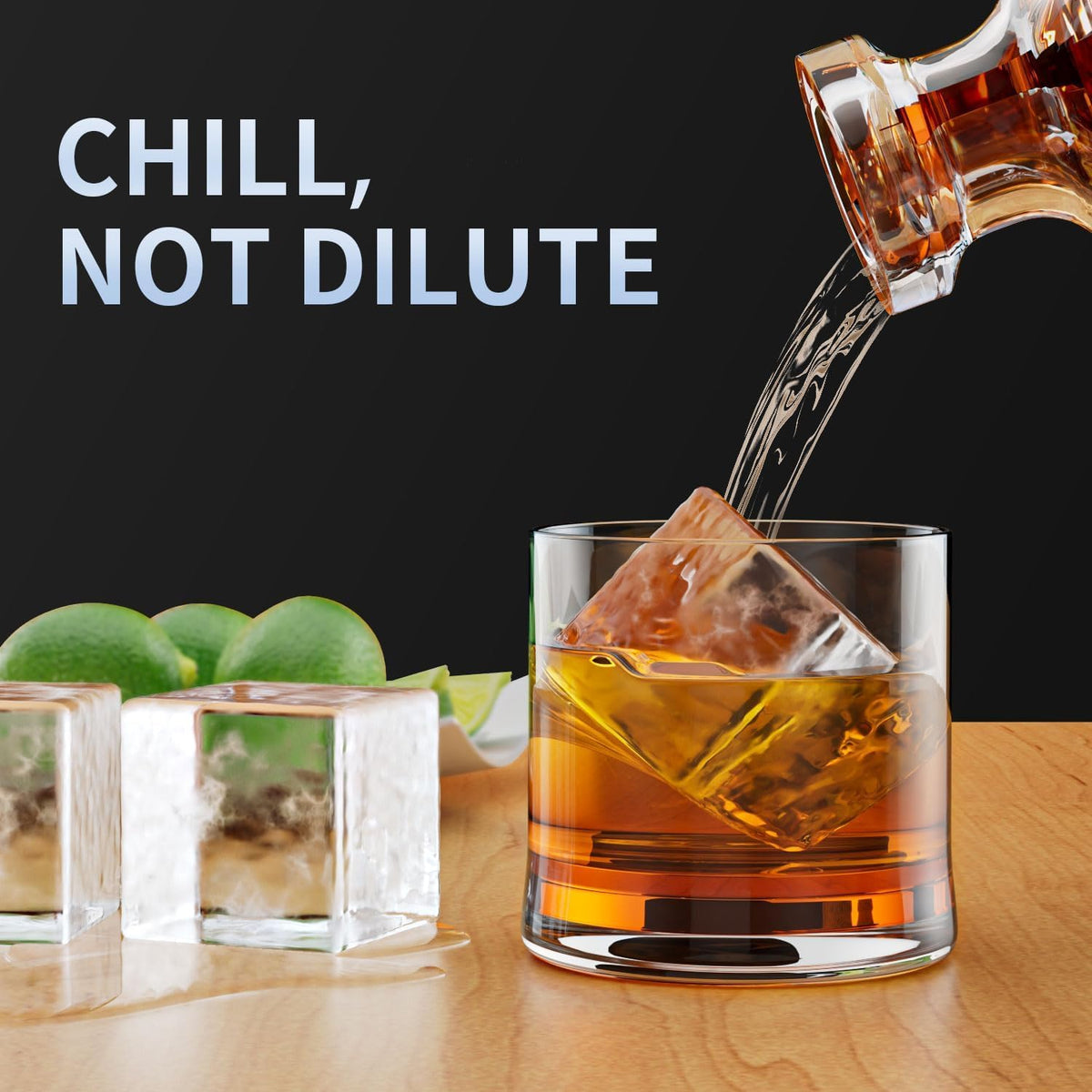 Large Ice Cube Tray for Whiskey:  Big Square Ice Cube Maker for Cocktail - 3Pack Silicone Old Fashioned Ice Cube Trays - 2Inch Huge Cubed Ice Trays for Whisky