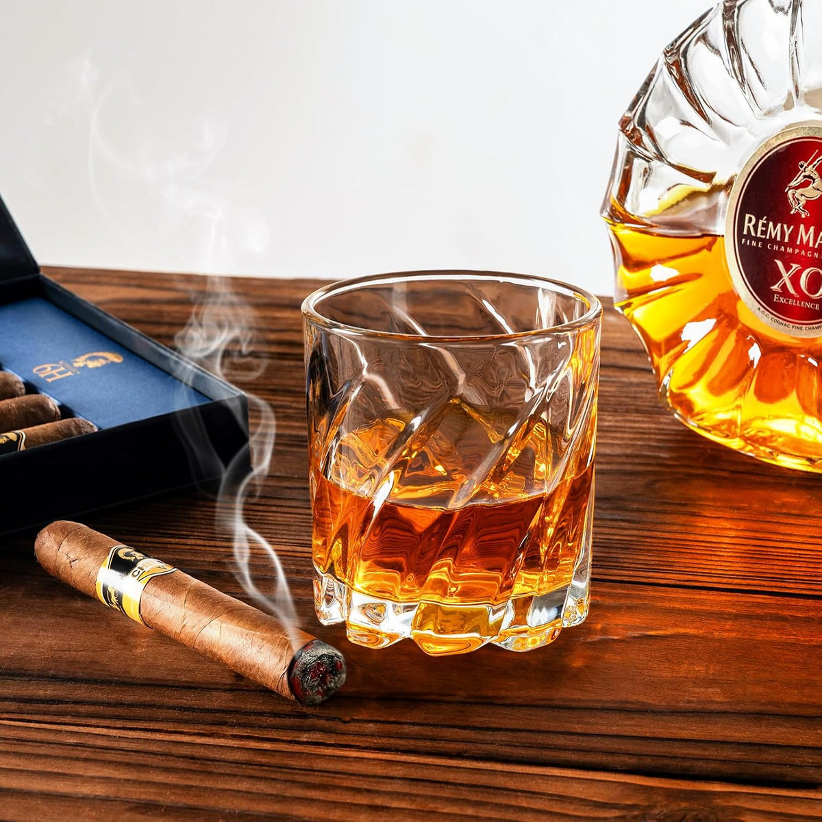 Spinning Whiskey Glasses Set of 2, 9.5OZ Old Fashioned Glass