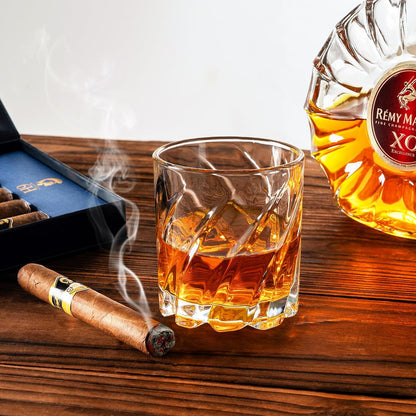 Spinning Whiskey Glasses Set of 2, 9.5OZ Old Fashioned Glass