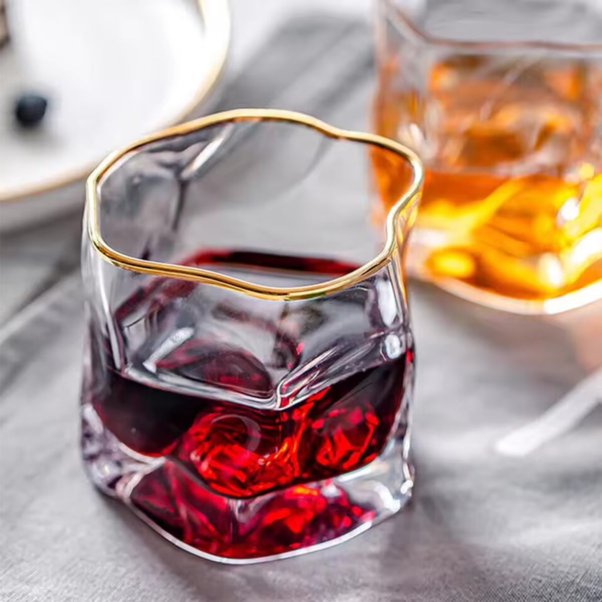 8Oz Crystal Whiskey Glasses Set of 2,Old Fashioned Cocktail Glasses for Men,Scotch,Cognac,Bourbon Drinkware