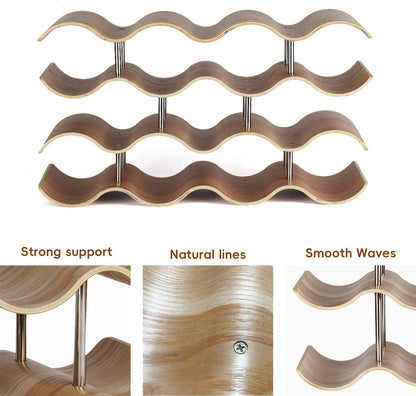 14 Bottles Wine Racks Countertop for Shelf, 4-Tier Wooden Wine Bottle Holder Stand, Freestanding Wine Storage for inside Cabinet Organizer for Home Décor, Bar and Pantry