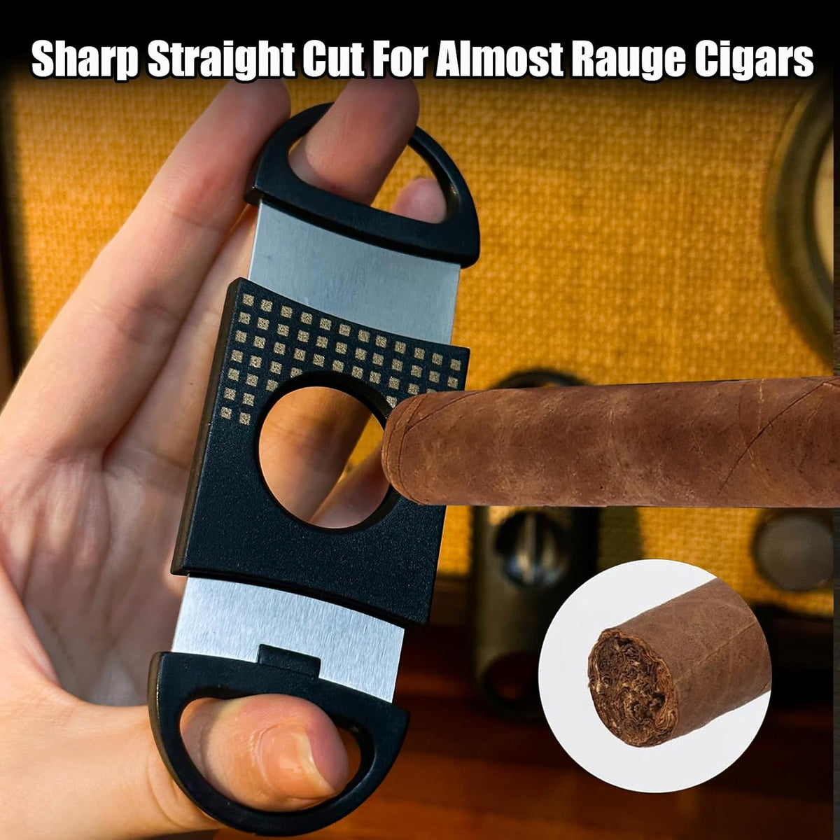 Cigar Cutter Set, with Cigar Straight Cutter, Cigar V Cutter, Cigar Punch, Multi-Functional Cigar Accessories Kit for Cigar Humidor Case, Portable Cigar Tools for Travel Outdoors