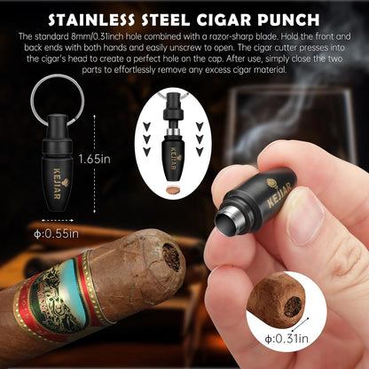 Cigar Humidor Case, Portable Cigar Box with Cigar V Cutter, Straight Cigar Cutte