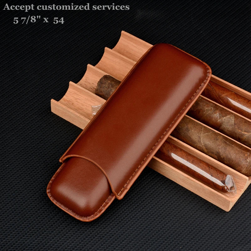 Pocket Size Cigar Case Leather Cigar Holder 20Mm Cigar Tube Mini Box for Cigar Brown Travel Humidor 5.8" Long Cigar Accessory