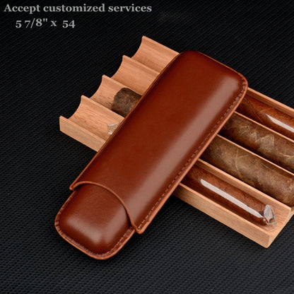 Pocket Size Cigar Case Leather Cigar Holder 20Mm Cigar Tube Mini Box for Cigar Brown Travel Humidor 5.8" Long Cigar Accessory