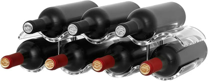 Wine Rack Countertop, Wine Rack for inside Cabinet, Acrylic Wine Holder, Wavy Wine Bottle Holder for Cabinet Pantry Home Kitchen (2 Tiers - 7 Bottles)