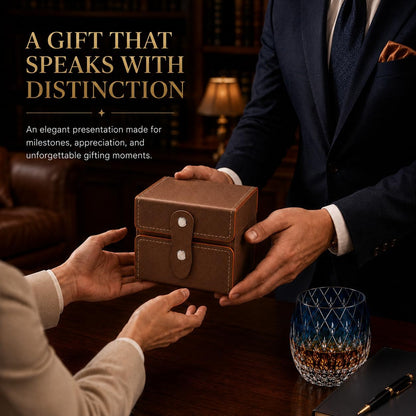 Blue Kiriko-Inspired Whiskey Glass with Gift Box, 10.8 Oz | Blue Hand-Cut Crystal Tumbler for Bourbon, Scotch, Old Fashioned Cocktails, Whiskey Stones and Gifting