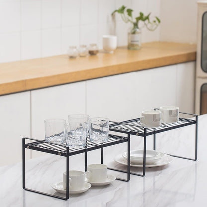 Cabinet Shelf Organizer, Pantry Shelf Rack, Black 13X8.3X7.3