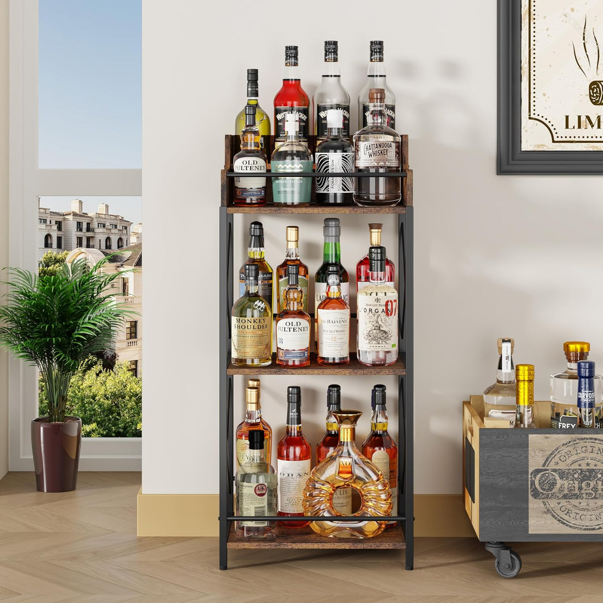 Liquor Bottle Display Shelf, Brown