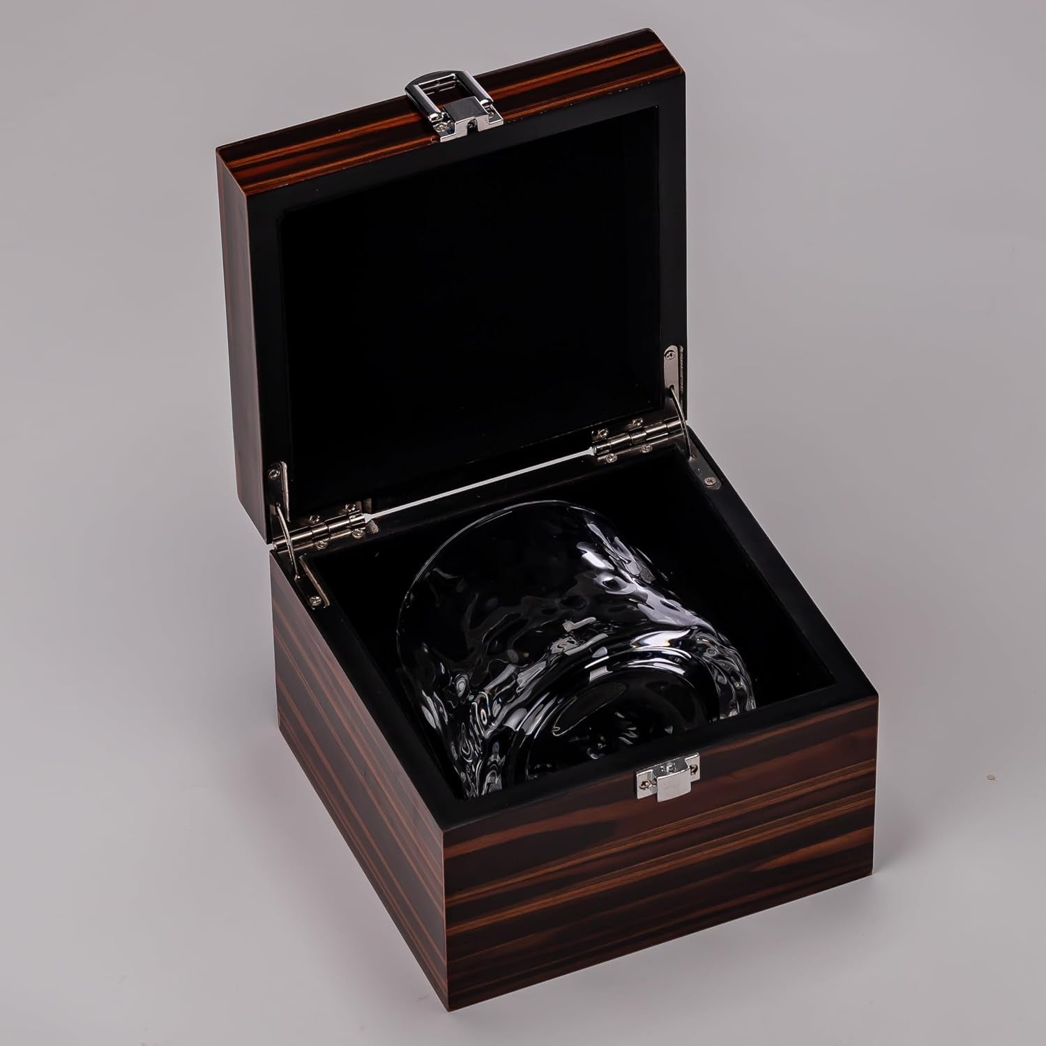 Whiskey Glass Gift Set with Premium Wood Gift Box, Crystal Bourbon Glass for Men, Dad, Husband, Birthday, Retirement, Groomsman, Christmas Gift (Volcanic)