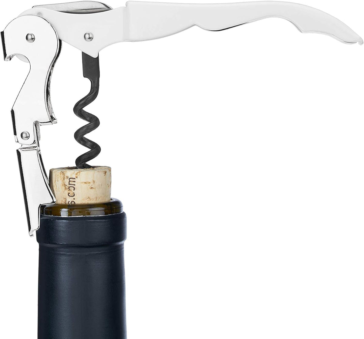 tap Double Hinged Waiter'S Corkscrew Wine Opener, Stainless Steel Wine Bottle Opener with Built in Foil Cutter, Home Bar Tools, Bar Cart Accessories, Wedding Gifts, Set of 1, White
