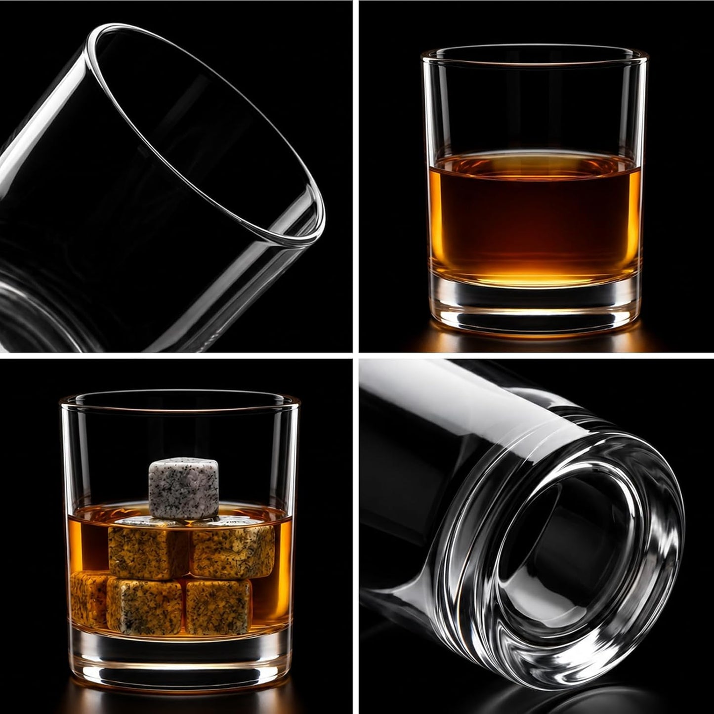 Whiskey Glasses Set of 6, Clear 12Oz Old Fashioned Glass, Heavy Base Scotch Glasses, Rocks Glasses for Bourbon, Liquor, Cocktail - Unique Gift for Father'S Day, Christmas, Birthday