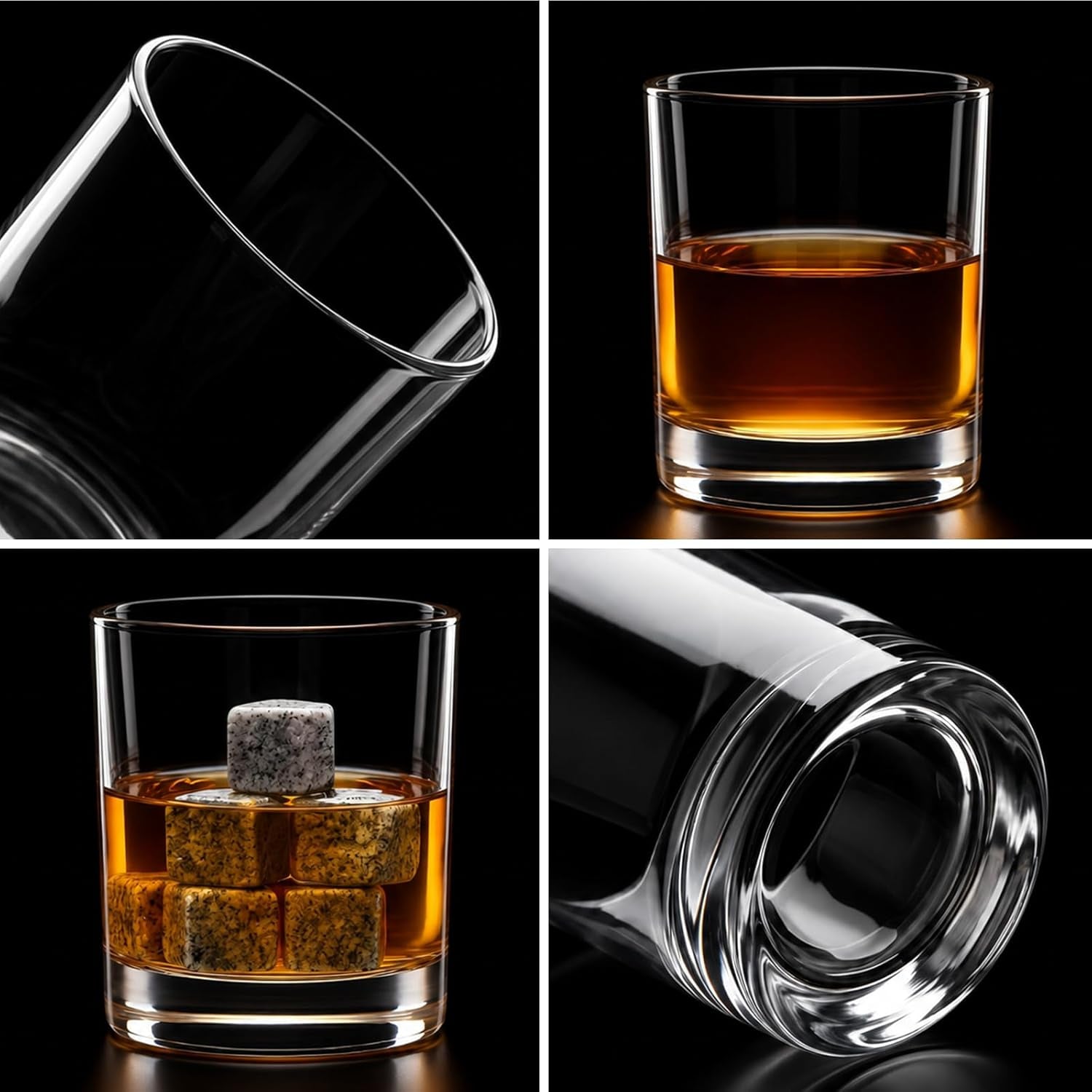 Whiskey Glasses Set of 6, Clear 12Oz Old Fashioned Glass, Heavy Base Scotch Glasses, Rocks Glasses for Bourbon, Liquor, Cocktail - Unique Gift for Father'S Day, Christmas, Birthday