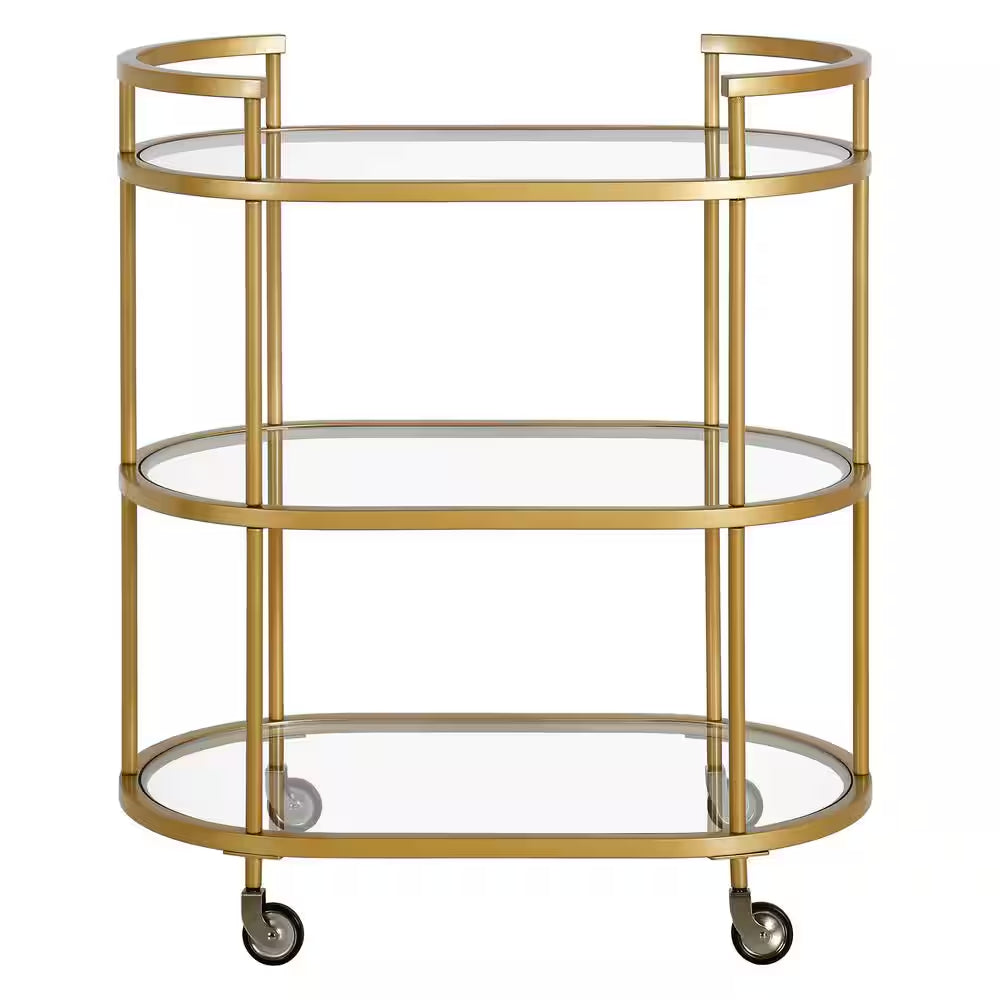 Leif Brass round Bar Cart