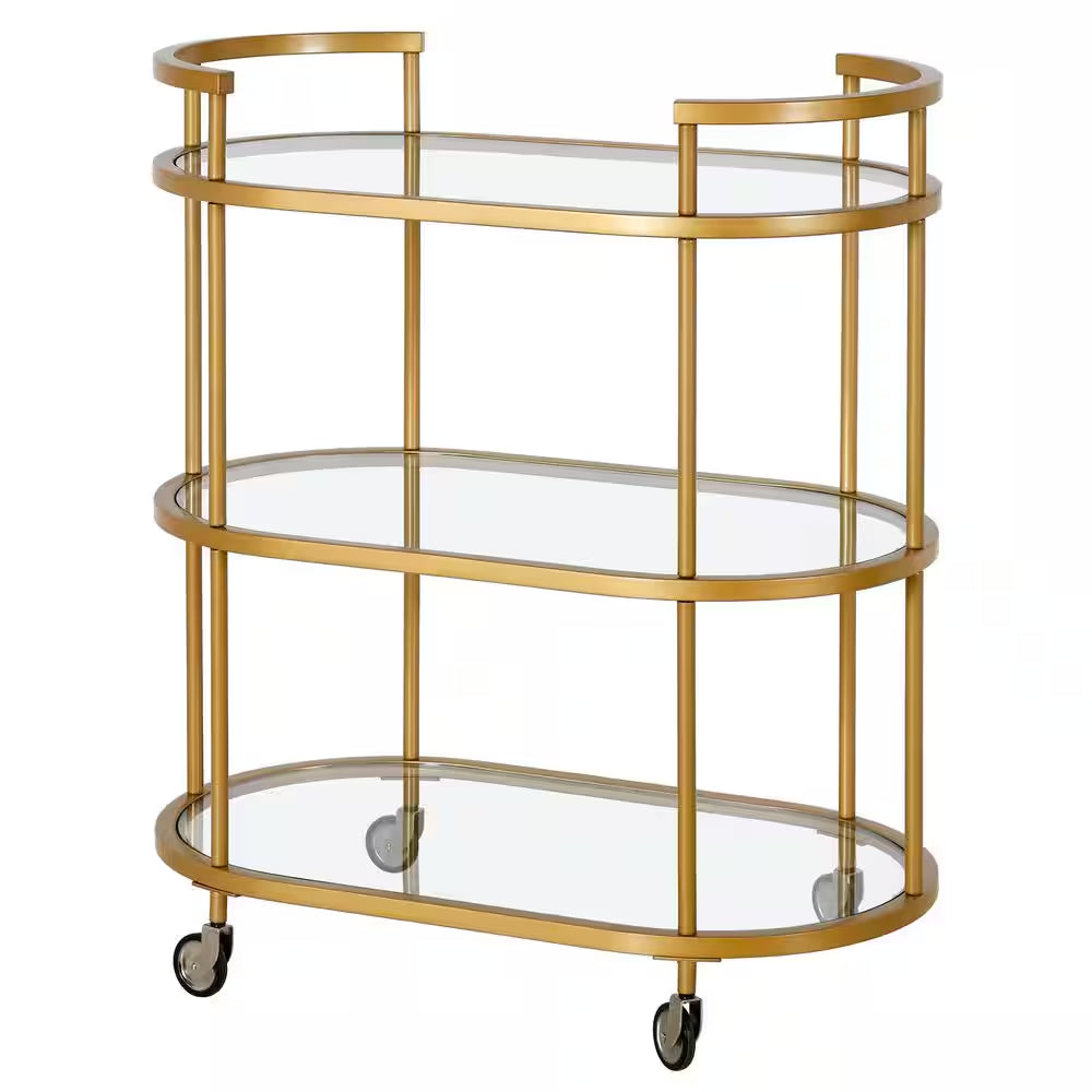 Leif Brass round Bar Cart