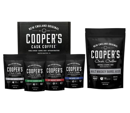 Bourbon & Whiskey Barrel Aged Coffee - Ground - 4-Bag Coffee Set - 4Oz and Single Origin Sumatra Coffee Beans Aged in Stout Whiskey Barrels - Ground Coffee - 12 Oz