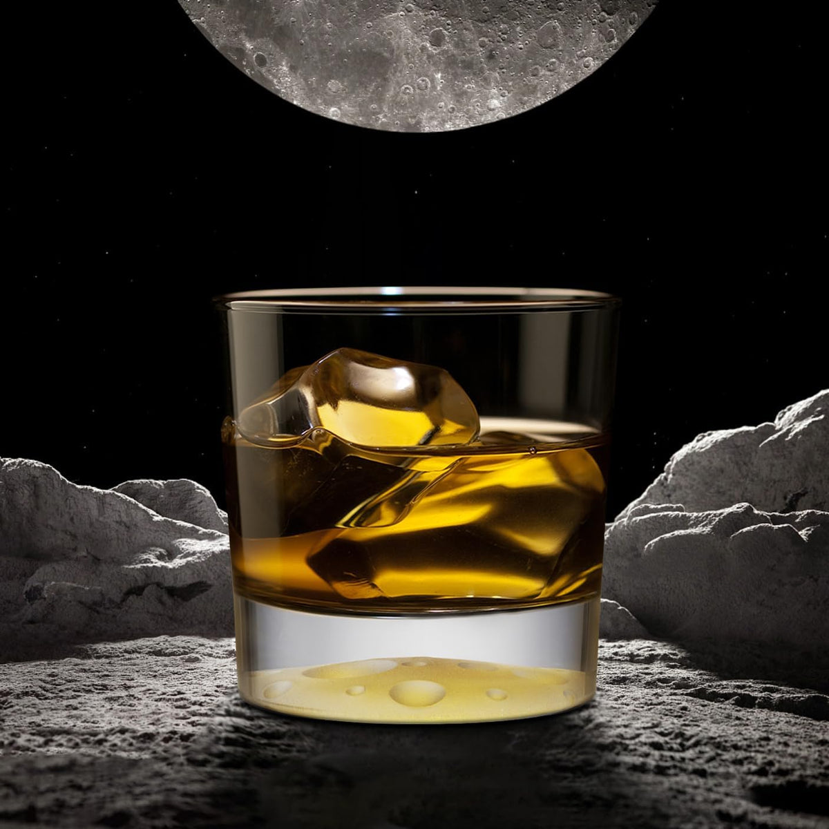 Moon Bottom Whiskey Glasses Set of 4, 9.5 Oz Old Fashioned Glasses