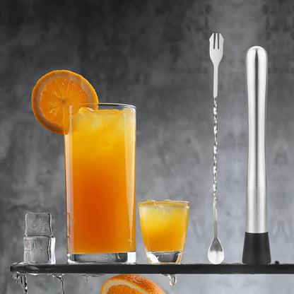 2PCS 10" Stainless Steel Cocktail Muddler & Mixing Spoon for Bar