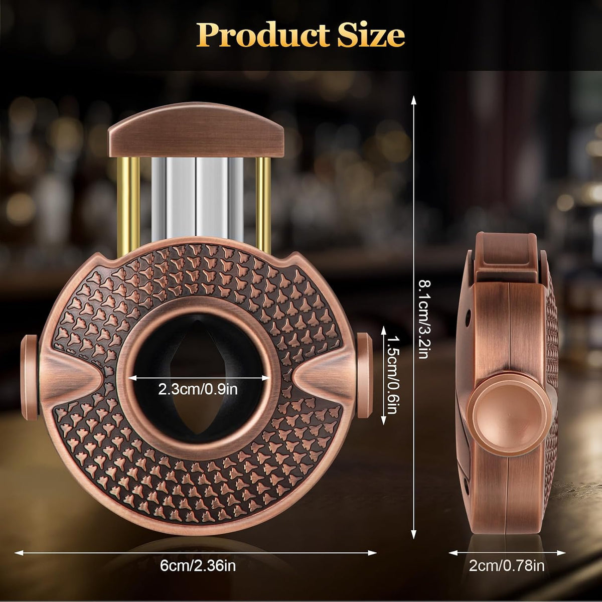 Cigar Cutter V Shape Cigar Cutter, 3 in 1 Cigar V Cutter with Stainless Steel Blade, Cigar Holder and Decompression Rotator, round Cigar Cutter Ergonomically Designed, Gift for Cigar Lovers