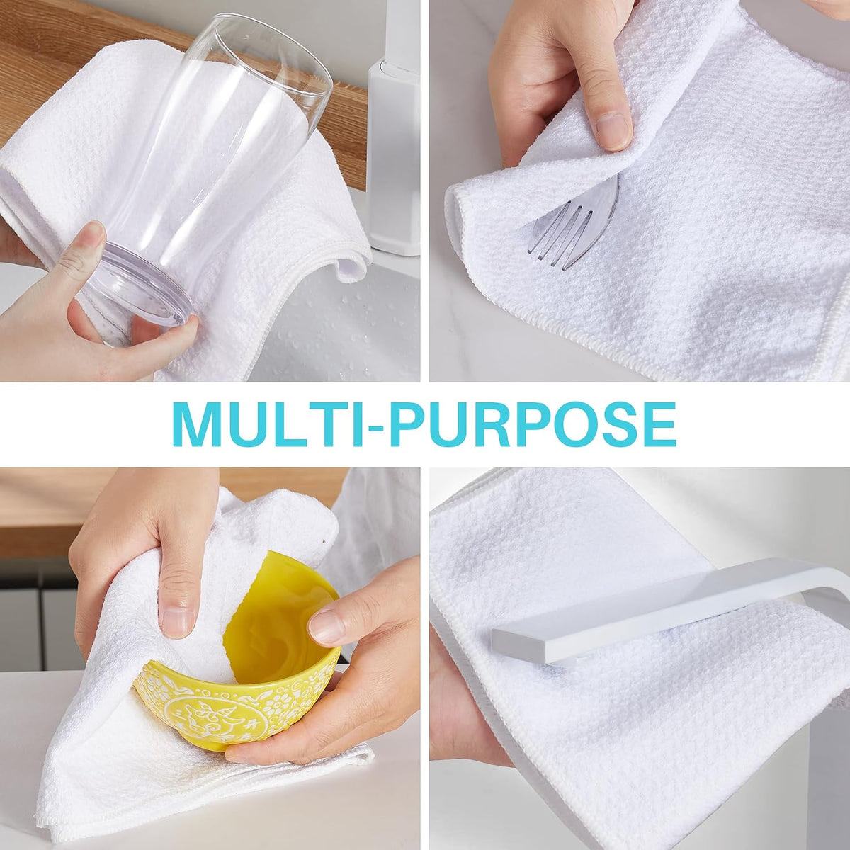 Microfiber Cleaning Cloth, 6 Piece Set, Large, White