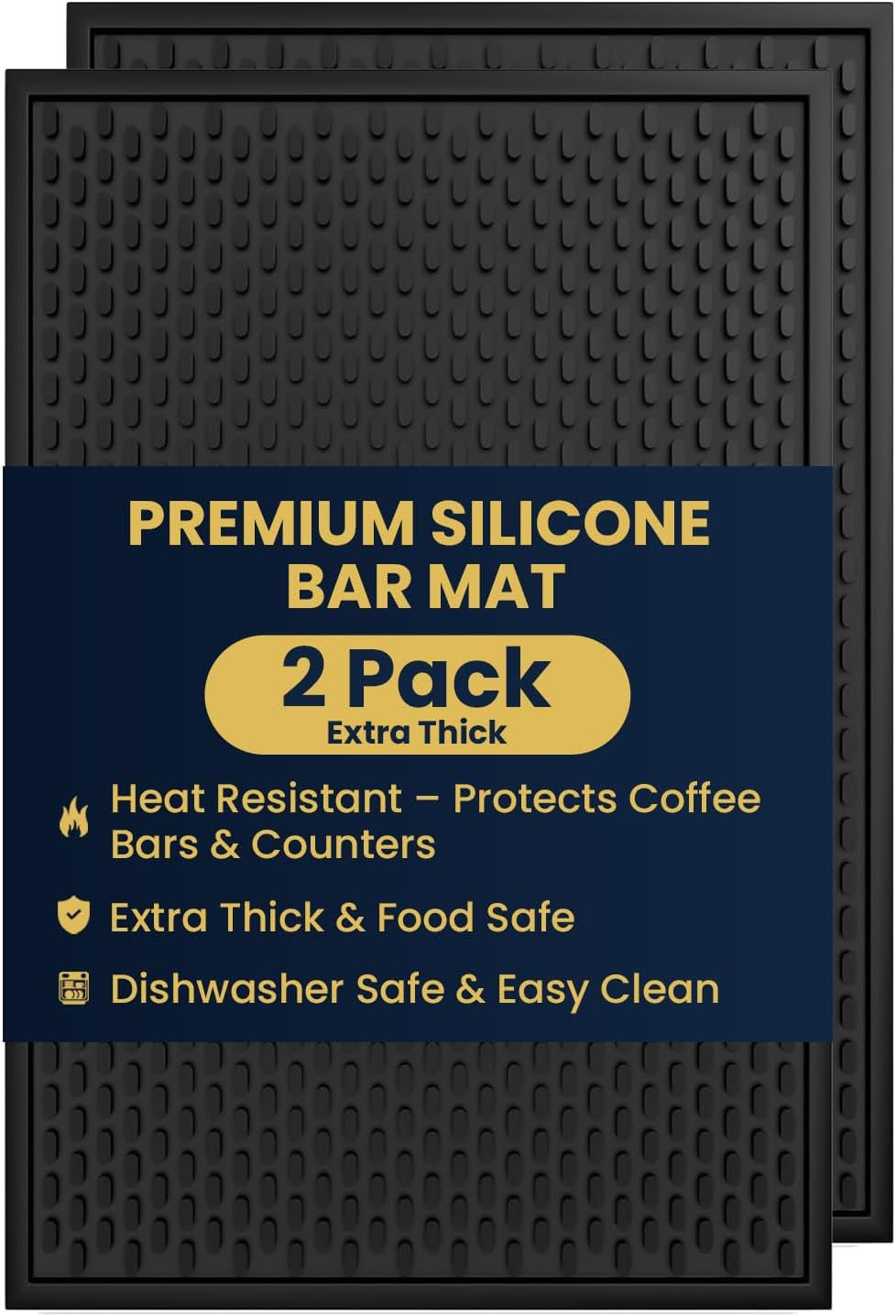 Silicone Bar Mat 2 Pack - 18 X 12 in Coffee Bar Mats for Countertop