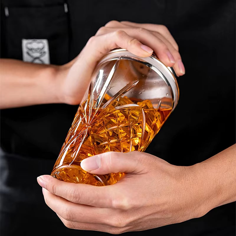 Crystal Glass Cocktail Shaker, 17Oz Martini Shaker Glass