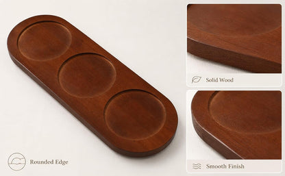 3-Slot Wooden Wine Flight Board, Solid Wood Tasting Paddle Serving Tray for Whiskey Tequila Beer Sampling, Bar Party Entertaining