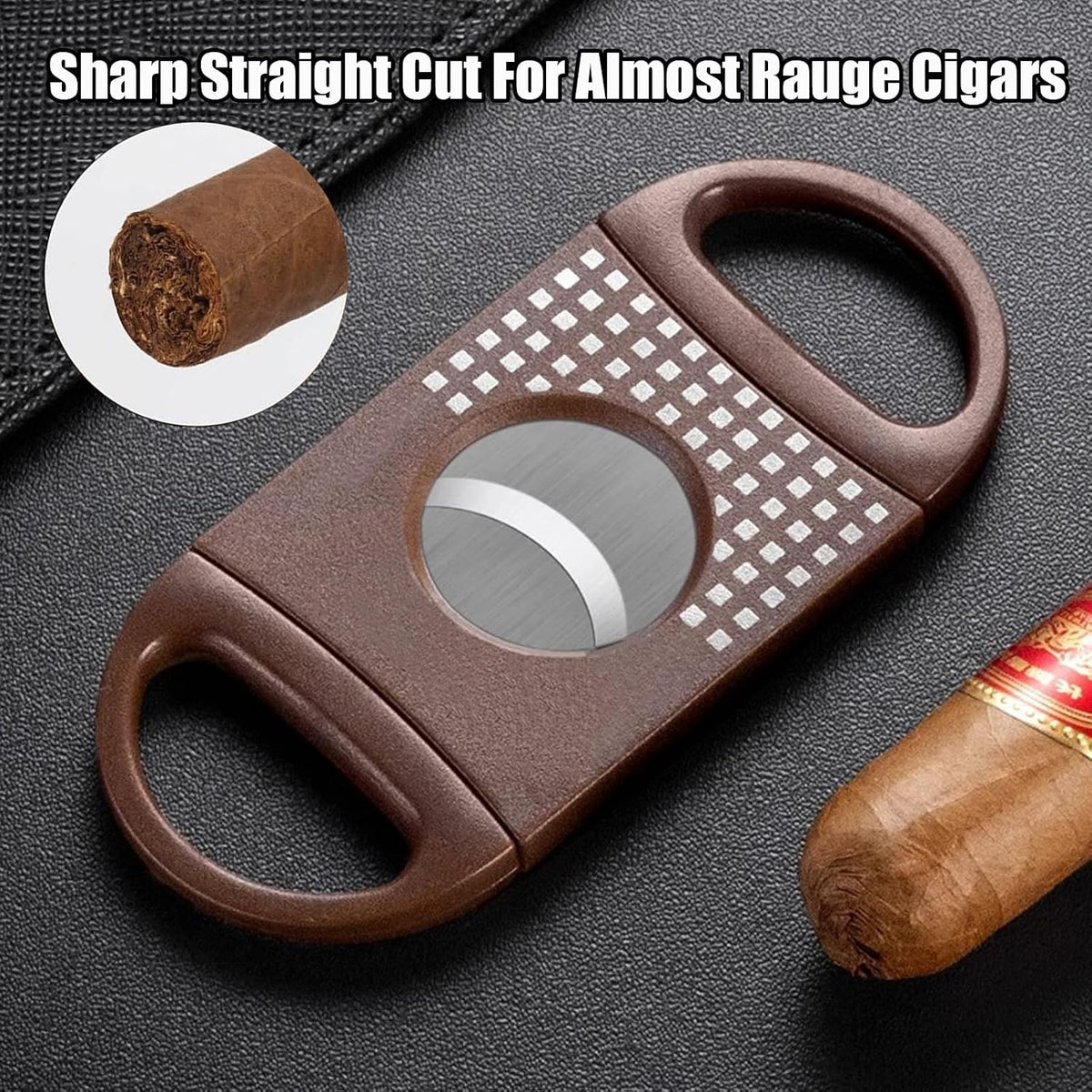 Cigar Cutter Set, with Cigar Straight Cutter, Cigar V Cutter, Cigar Punch, Multi-Functional Cigar Accessories Kit for Cigar Humidor Case, Portable Cigar Tools for Travel Outdoors (Brwon)